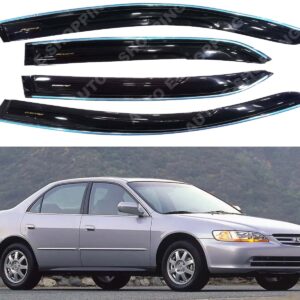 Auto E-Shopping Chromeline Door Visor Wind Deflector for Accord Old 2002 to 2007 Model Set of 4 Pieces